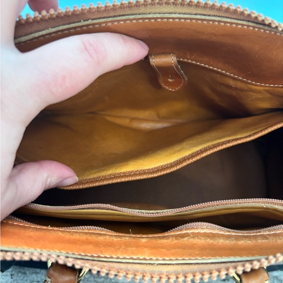 VINTAGE Dooney & Bourke All Weather Leather Handle Bag Black Brown With FLAWS - Picture 9 of 13